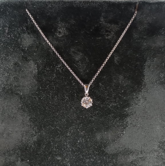 Bella Luce Jewelry - Rhodium Plated/Sterling Silver Round Diamond Simulant Pendant